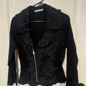 Elegant Black Patterned Women's Blazer